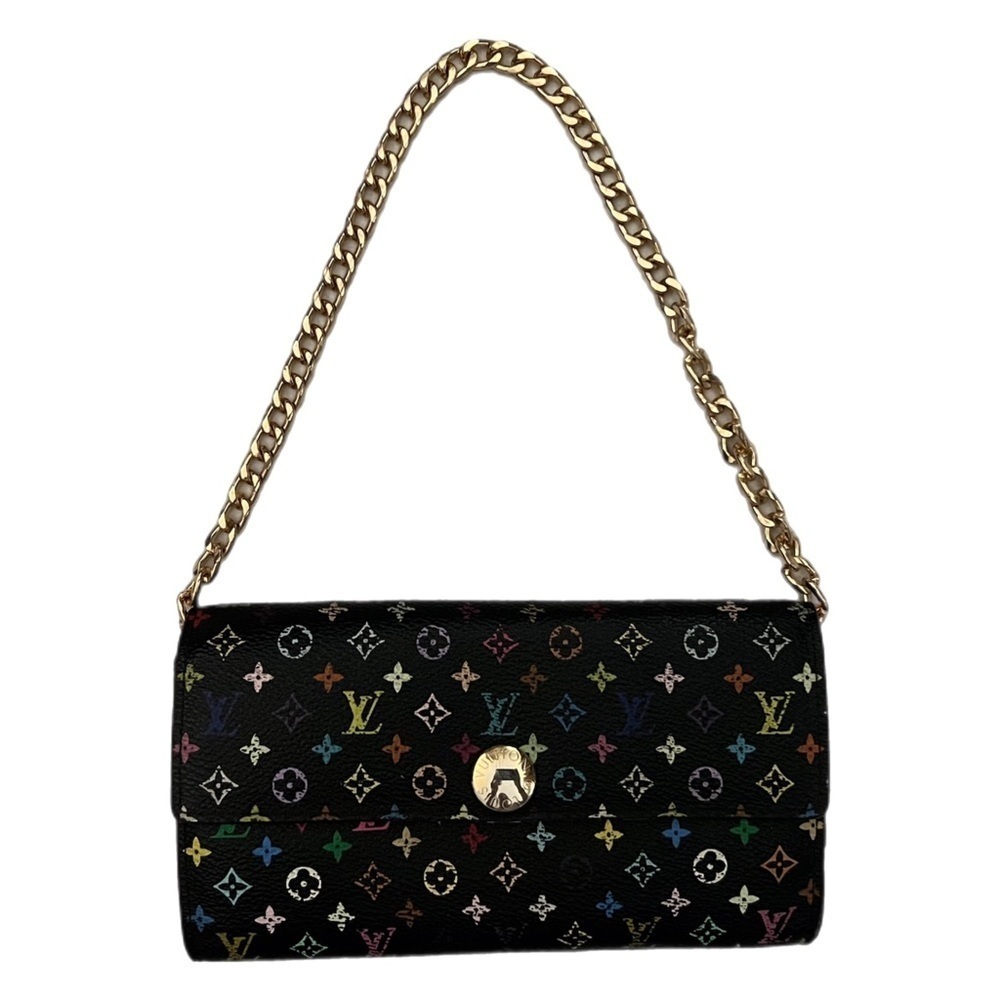 Authentic - Louis Vuitton Takashi Murakami Black Multicolor Sarah Wallet - PINK